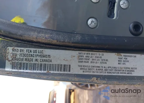 2023 Dodge Challenger Sxt from USA, damaged, VIN 2C3CDZAG1PH594075